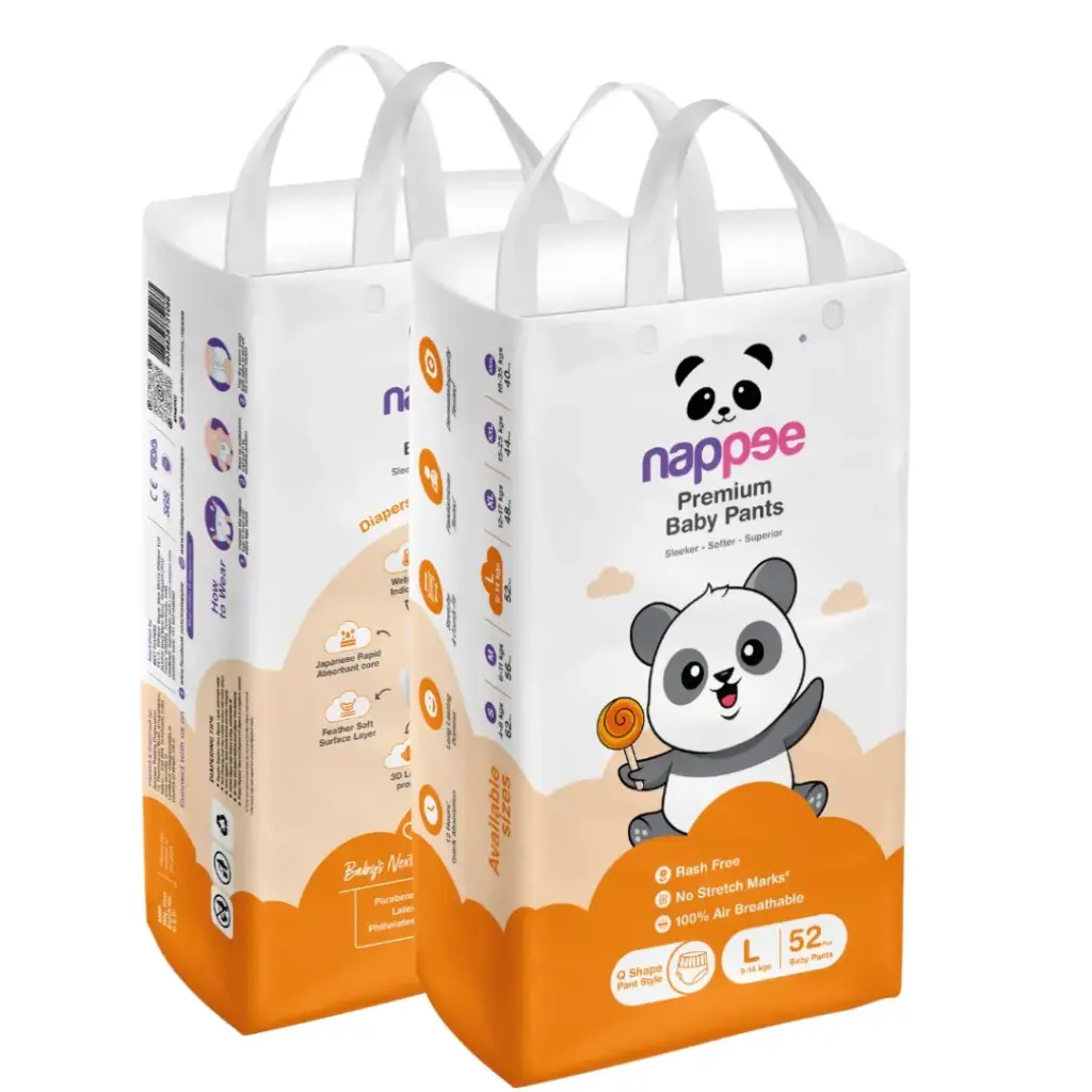 Large (L)- Pant Style - Nappee Premium Diapers (52 Pcs)
