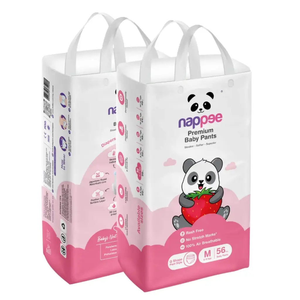 Medium (M) - Pant Style - Nappee Premium Diapers (56 Pcs)