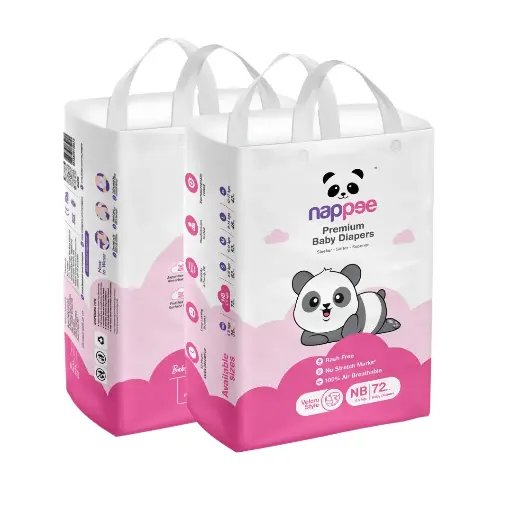 New Born (NB) - Velcro Style - Nappee Premium Diapers (72 Pcs)