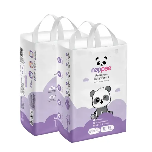 Small (S) - Pant Style - Nappee Premium Diapers (62 Pcs)