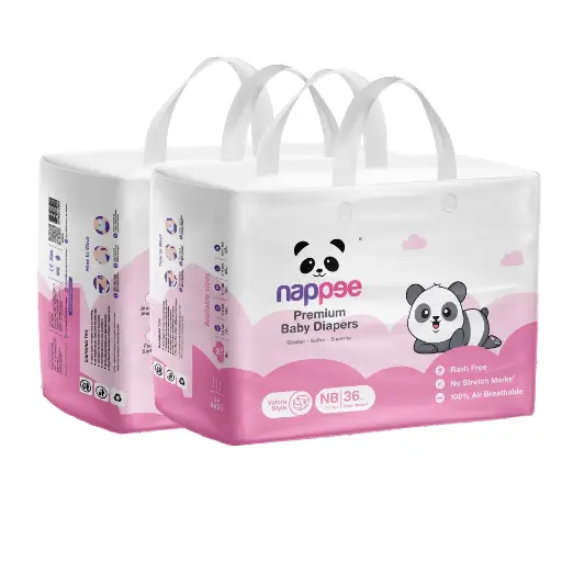 New Born (NB) - Velcro Style - Nappee Premium Diapers (36 Pcs)